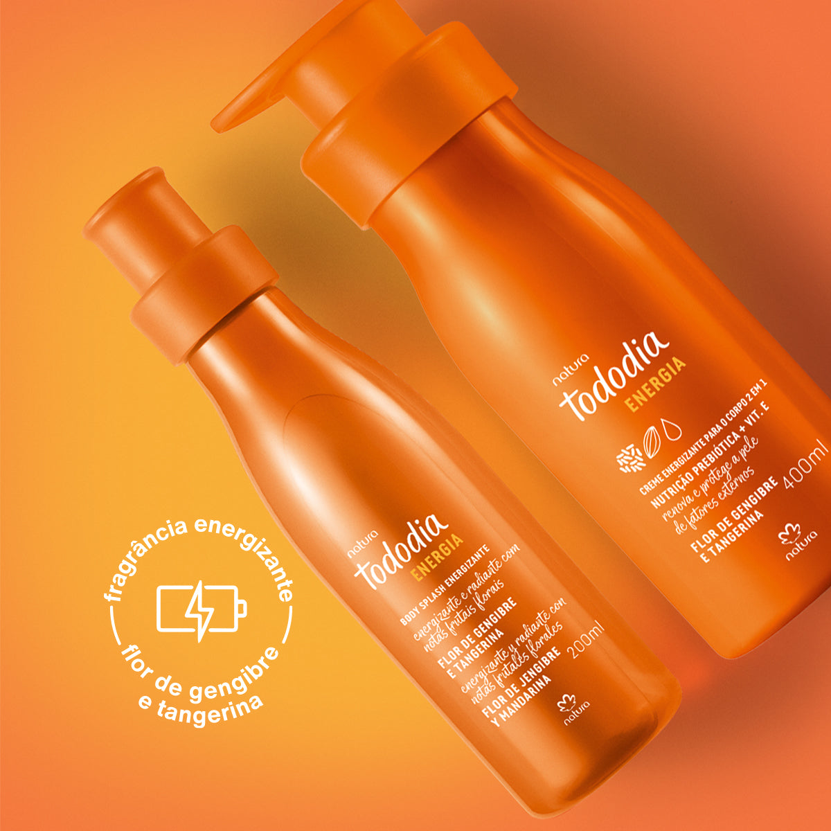 Kit Tododia Energia Flor de gengibre e Tangerina com Body Splash